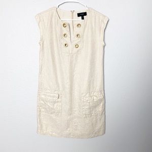 J. Crew Metallic Linen Shift Dress grommets 4